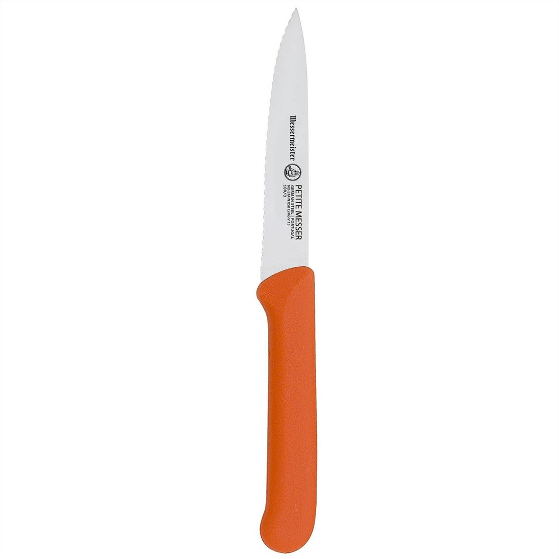 PETITE MESSER 10 CM ORANJE GEKARTELD PAREERMES